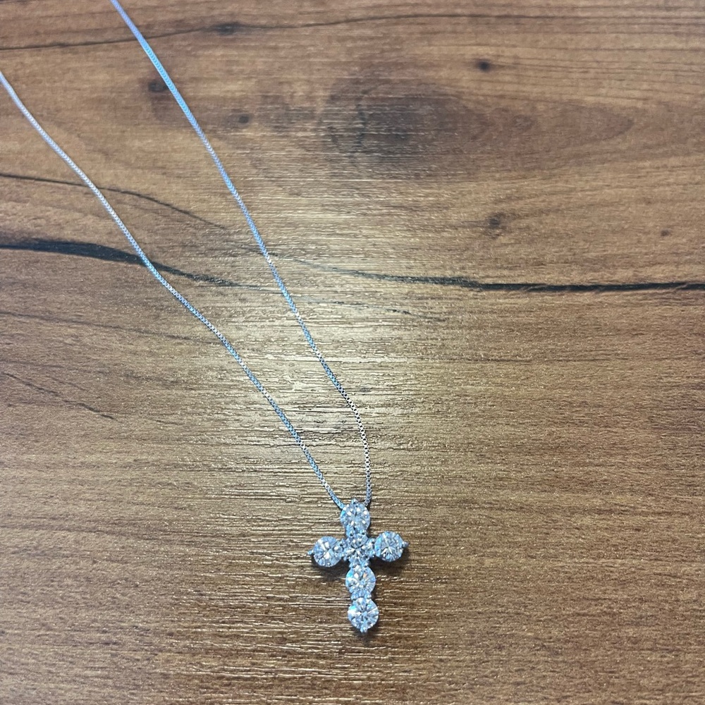 Diamond and White Gold Cross Necklace (chain not included)